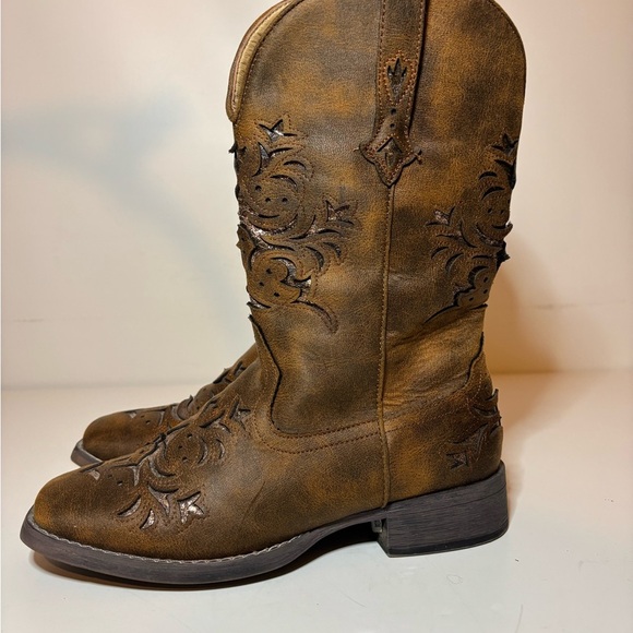 Roper Women's Sz 8 Kennedy Western Boot Broad Square Toe 09-021-1903-2583 Brown - Picture 3 of 8